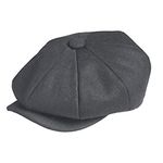 TOSKATOK Unisex Mens Ladies Plain 8 Panel Wool Blend Baker Boy Newsboy Flat Cap-Grey