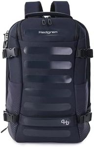 Hedgren TRIP Travel Backpack – Expandable, Water-Repellent RPET with RFID Blocking, Laptop & Clothing Compartments, Rain Cover & Smart Sleeve for Carry-On - 28.5 L (Peacoat Blue)