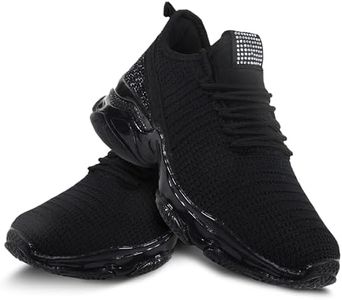 CLOUDAIR Women's Vesta Casual Fashion Sneaker - Slip-On Sock Women's Running Shoes - Air Cushion, Non-Slip & Breathable Platform Sneakers for Walking - Lightweight Girls Sneakers, Black, 9 UK
