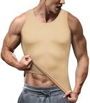 TAILONG Compression Shirts for Men Shapewear Slimming Body Shaper Waist Trainer Vest Workout Tank Tops Abdomen Undershirts (Beige, X-Large-XX-Large)