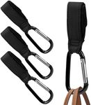 Maplefield Baby Stroller Hooks with Large Carabiner Clip - 4 Pack - Great for Organizing Diaper Bags, Purses, and Shopping Bags - Easy-to-Attach Design for On-The-Go Parents - Stroller Accessories