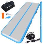 CHAMPIONPLUS 10ft 13ft 16ft 20ft Tumble Track Tumbling Mat Inflatable Gymnastics Air Mat 4/8 inches Thickness for Home Training Cheerleading Yoga with Electric Air Pump Blue