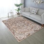 cozily® Classic Oriental Living Room Rug With Soft Medium Piles, Glata 120x170cm, Beige, Jute Back Washable Area Rugs For Lounge, Dining, Sitting And Bedroom Rug.