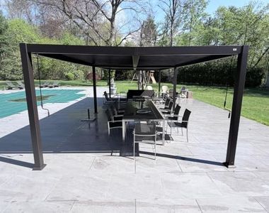 PURPLE LEAF 13' x 30' Louvered Pergola Outdoor Adjustable Louvre Shade Modern Patio Aluminum Pergola with Retractable Roof for Deck Backyard Garden Hardtop Gazebo