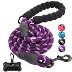 JBYAMUK 5 FT Strong Dog Lead with Comfortable Padded Handle and Highly Reflective Threads for Small, Medium and Large Dogs (5-FT, Purple)