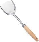 Wok Spatula, Stainless Steel Professional Wok Spatula Turner with Heat Resistant Wooden Handle Heavy Duty Heat Resistant Cooking Wok Turner Shovel Kitchen Utensil Cooking Spatula for Daily Cooking Use