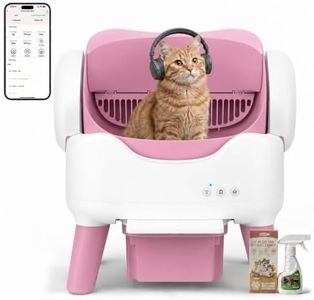 RPZ Automatic Cat Litter Box with APP Control, Open-top Design, 360° Safety Sensors, Self Cleaning Cat Litter Box for Multiple Cats, Litter Mat & 2 Rolls Refill Bags Included