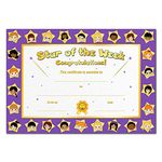 Star of The Week Certificate for Kids - Congratulation Award - Pack of 25 Blank Fill-in - School Children - Nursery Primary Infant Junior - Teachers Students - A5 Size - Eco-Friendly - Made in UK