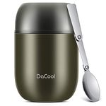 DaCool Hot Food Jar Insulated Lunch Box Container Vacuum Stainless Steel 16 Ounce Kids Adult Bento Box for Hot Food with Spoon Leak Proof for School Office Picnic Travel Outdoors, BPA Free - Gray