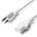 6 Feet, White - 3 Prong AC Power Cable for Computer, Medical, Server, & Desktop - 6 ft Three Prong Power Supply Cord - C13 Power Cord - NEMA 5-15P to C13 / IEC 320-6 Foot (1.8 Meter), White