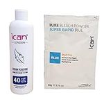 ICAN LONDON PROFESSIONAL CREAM PEROXIDE 40 VOL 12% 250 ML + RAPID BLUE POWDER BLEACH 80 G SET