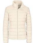 wantdo Women's Light Weight Down Jacket Warm Packable Winter Coat (Beige, Small)
