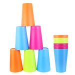 EMAGEREN 12PCS Plastic Cups 450ML Reusable BBQ Cups Plastic Tumblers Set Camping Cups Plastic Drinking Glasses Tumbler Drinking Cups for Outdoor Parties Camping Beach Picnic Kids (4 Colors)