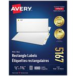 Avery Address Labels with Easy Peel for Laser/Inkjet Printers, 1-3/4" x 1/2", White, Rectangle, 8000 Labels, Permanent (5167) Made in Canada