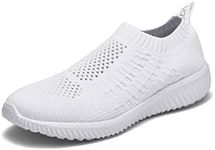 TIOSEBON Women's Athletic Walking Shoes Slip on Casual Mesh Sneakers All White 7 US Wide