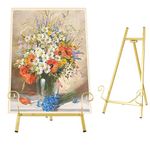 Metal Easel Stand ，Table Top gold easel stand for sign ，wedding sign stand，picture frame stand，table easel，picture easels for display，Portable Painting Easel Stand