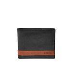 Fossil Men's Leather Bifold Wallet with Flip ID Window, Quinn Black, One Size