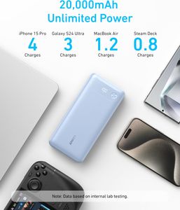 Anker 20,000mAh Power Bank – 87W Fast Charging, Built-in USB-C Cable