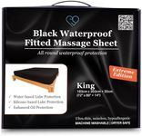 Extreme King Black Waterproof Fitted Massage Sheet & Protector - Safe Against Oil & Silicone - Hypoallergenic (183cm x 203cm +35cm)