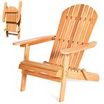 ORALNER Folding Adirondack Chair Wooden Patio Chairs Outdoor Seating with Wide Slatted Backrest & Armrest, Lawn Chair Cape Cod Chair for Patio Garden Deck Backyard Fire Pit Beach