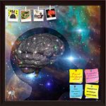 ArtzFolio Universal Mind | Bulletin Board Notice Pin Board | Vision Soft Board Combo with Thumb Push Pins & Sticky Notes | Dark Brown Frame | 16 x 16 inch (41 x 41 cms)