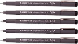 Staedtler 0.8 mm Pigment Liner Fineliner Sketching Drawing Drafting Pens Pack of 5