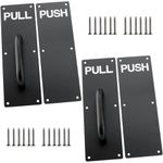 MAHIONG 4 PCS 12 x 4 Inch Stainless Steel Door Handle, Pull and Push Plates Door Handle with 24 Screws, Pull Push Handles for Commercial Home Office Places, Black