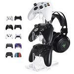 OAPRIRE Universal 3 Tier Controller Stand and Headphone Stand for Xbox ONE X Switch PS4 PS5 PC, Controller Holder Gaming Accessories, Build Your Game Fortresses (Clear)