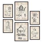 Nacnic Set of 6 Coffee Maker patent prints. Posters with retro patent illustrations for your home, shop, office... Vintage style interior decoration. A4 and A3 sizes. With frame.