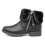 Lilley Raven Kids Black Faux Fur Ankle Boot - Size 3 UK - Black