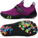 UBFEN Kids Water Shoes for Boys Girls Quick Dry Lightweight Aqua Socks for Toddlers Little Big Kid Barefoot Beach and Pool Sports Non-Slip Swim Shoes D Purple 10 Toddler