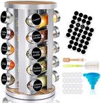 Roccar Rotating Spice Rack Organizer with Jars(20Pcs), Revolving Spice Carousel Seasoning Organizer for Cabinet, Kitchen Spice Racks for Countertop, Revolving Farmhouse Spice Organizer