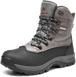 NORTIV 8 Men's Insulated Waterproof Construction Rubber Sole Winter Snow Boots 2160443 Black Grey Size 12 M US