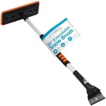 BIRDROCK HOME 36" Extendable Snow Pusher Brush & Detachable Ice Scraper for Cars | Aluminum Grip for Car, Truck, SUV | Safe on Auto Windshield & Windows | Wide Frost Remover for Semi & Small Vehicles