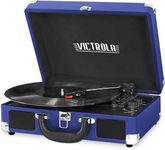 Victrola Vintage 3-Speed Bluetooth Suitcase Turntable with Speakers, Cobalt Blue