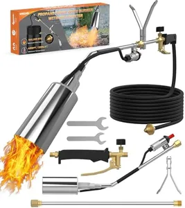 WELLUCK Propane Torch Weed Burner, Weed Torch 1,800,000 BTU Flame Weeder with CGA 510 11.5FT Hose, Heavy Duty Blow Torch with Self Igniter, Flamethrower for Weeding, Barbecue, Asphalt, Snow Melting