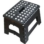 Armo® Folding Stool Step Down Footstool With Carry Handle Compact Foldable Foot Stool DIY Footstool Ladder MAX Weight 150KG (Black)