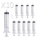 10 Pack 10ml Plastic Syringe Without Needle, Individual Package Disposable Syringes with Cap for Measuring, Watering, Refilling, Lip Gloss, Scientific, DIY Crafts, Feeding Pet, Dispensing