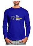 Eat Sleep Volleyball Repeat for Volleyball Lovers Long Sleeve T-Shirt Small Blue