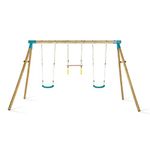 Plum Mangabey FSC Wooden Swing Play Set 2 Swing Seats Trapeze Bar