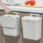 EKYLIP Hanging Trash Can with Lid Wall-mounted Compost Bin for Kitchen Cabinet Door Under Sink Waste Bin with Sliding Cover for Cupboard, Bathroom (WHITE)