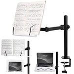 Navaris Book Stands with Clamp - Book Holder for Reading - Wood Books Stand - Works with Music, E-Readers or Tablets - 34 x 45 x 55 cm (13.39 x 17.72 x 21.65)