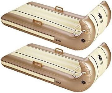 FUNBOY 2 Pack, 52" Inflatable Toboggan Snow Sled, Champange Colored, 1-2 Person Capacity, with Grooved Rubber Base Tracks, 2 Handles, and Hand Pull Rope