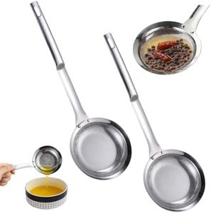 Fine Mesh Stainless Steel Colander, 2026 Upgrade Stainless Steel Fine Mesh Strainer with Handle, Sieve Mesh for Kitchen Cooking Oil Food Strainer Kitchen Gadgets (Large, 2pcs)