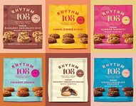 Rhythm 108 Organic Vegan Gluten & Dairy Free Tea Biscuits Share Bag Mixed Case of 6 x 135g