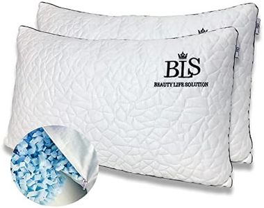 BLS Pillows - Adjustable Shredded Gel Memory Foam Pillow-CertiPUR-US® - Hypoallergenic - Soft and Conforming-Soft Bamboo Pillow Case -Bed Pillows for All Side Sleepers … (2 PK Cool Queen(Pk of 2))