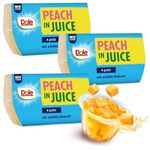 Dole Peach In Juice 3 x 4 Packs, Healthy Snack Made with Fresh Fruit, No Added Sugar Fruit Bowls, Perfect for Breakfast & Dessert or Adding to Recipes