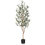 Kazeila Artificial Olive Tree 150cm Large Artificial Plant Indoor with Fruits Fake Silk Olive Plant in Pot for Home Decoration(1Pack)