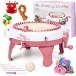 Knitting Machine, Noonchili 48 Needles Knitting Loom Machine with Row Counter, Smart Double Knit Loom Round Spinning Knitting Machines for Adults/Kids, DIY Knit Loom Machine Kit for Hat, Gloves (Pink)edles Knitting Loom Machine with Row Counter, Smart Weaving Loom Knitting Round Loom