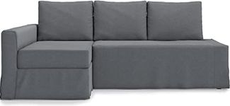 Polyester Loose Fit Friheten Sleeper Sofa Cover for IKEA Friheten 3 Seat Sofa Bed Slipcover and Sectional Chaise Sofa Cover (Polyester Dark Grey, Chaise on Left(face to Sofa))